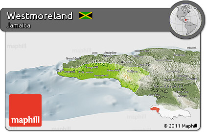 Physical Panoramic Map of Westmoreland, semi-desaturated