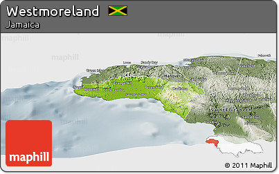 Physical Panoramic Map of Westmoreland, semi-desaturated