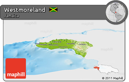 Physical Panoramic Map of Westmoreland, single color outside