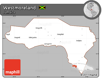 Gray Simple Map of Westmoreland, cropped outside