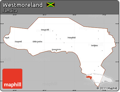Gray Simple Map of Westmoreland, cropped outside