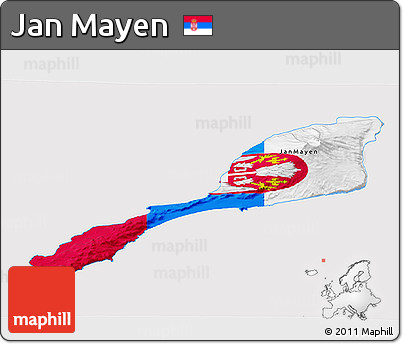 Flag 3D Map of Jan Mayen, flag rotated
