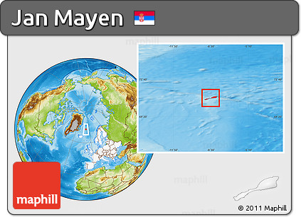 Physical Location Map of Jan Mayen, highlighted continent