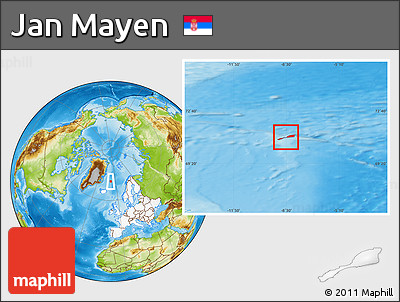 Physical Location Map of Jan Mayen, highlighted continent