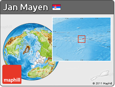 Physical Location Map of Jan Mayen, highlighted continent