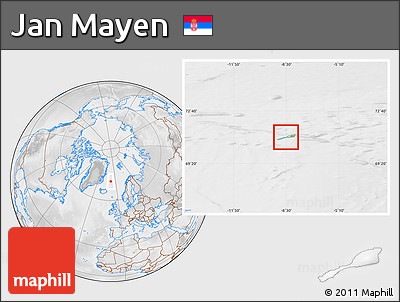 Physical Location Map of Jan Mayen, lighten, desaturated