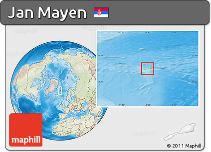 Physical Location Map of Jan Mayen, lighten, land only