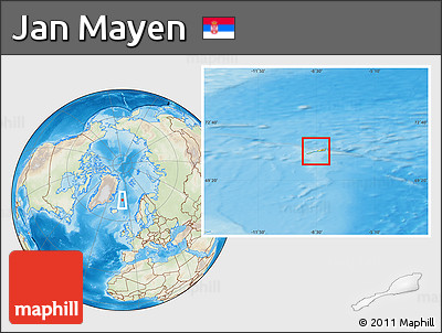 Physical Location Map of Jan Mayen, lighten, land only