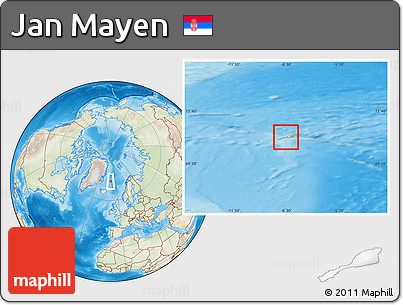 Physical Location Map of Jan Mayen, lighten, land only