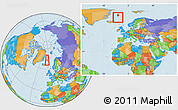 Political Location Map of Jan Mayen, within the entire continent