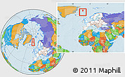 Political Location Map of Jan Mayen, highlighted continent, within the entire continent