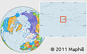 Political Location Map of Jan Mayen, highlighted continent