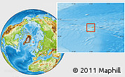 Political Location Map of Jan Mayen, physical outside