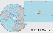 Savanna Style Location Map of Jan Mayen, gray outside, hill shading inside
