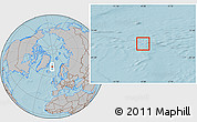 Shaded Relief Location Map of Jan Mayen, gray outside, hill shading