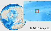 Shaded Relief Location Map of Jan Mayen, highlighted continent