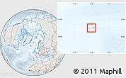 Shaded Relief Location Map of Jan Mayen, lighten, semi-desaturated