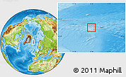 Shaded Relief Location Map of Jan Mayen, physical outside