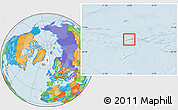 Shaded Relief Location Map of Jan Mayen, political outside
