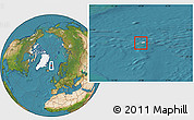 Shaded Relief Location Map of Jan Mayen, satellite outside