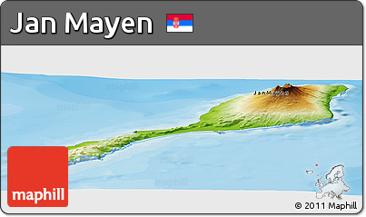 Physical Panoramic Map of Jan Mayen, single color outside, bathymetry sea, shaded relief sea