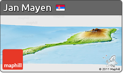Physical Panoramic Map of Jan Mayen, single color outside
