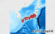 Flag 3D Map of Japan, single color outside, bathymetry sea, flag rotated