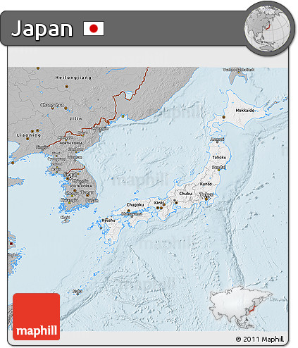 Gray 3D Map of Japan