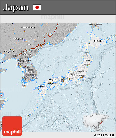 Gray 3D Map of Japan