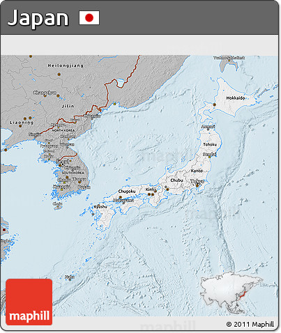 Gray 3D Map of Japan