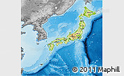Physical 3D Map of Japan, desaturated, land only