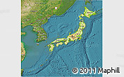 Physical 3D Map of Japan, satellite outside