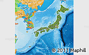 Satellite 3D Map of Japan, political outside