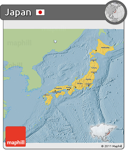 Savanna Style 3D Map of Japan, single color outside