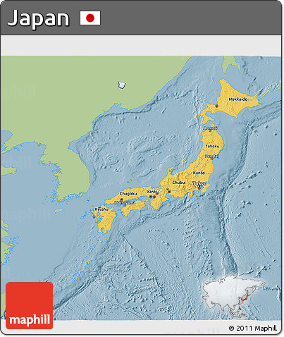 Savanna Style 3D Map of Japan, single color outside