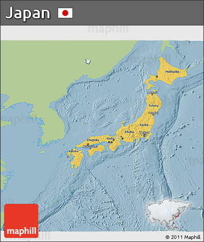 Savanna Style 3D Map of Japan, single color outside