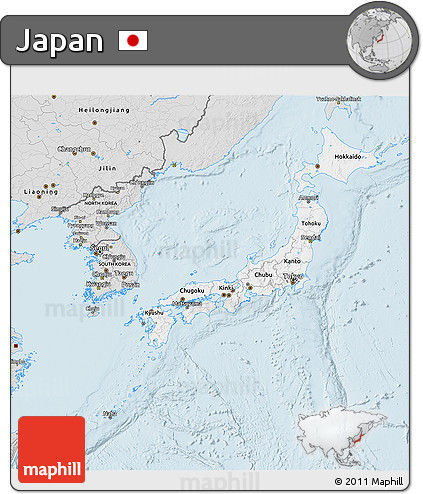 Silver Style 3D Map of Japan