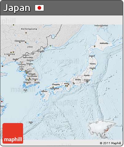 Silver Style 3D Map of Japan