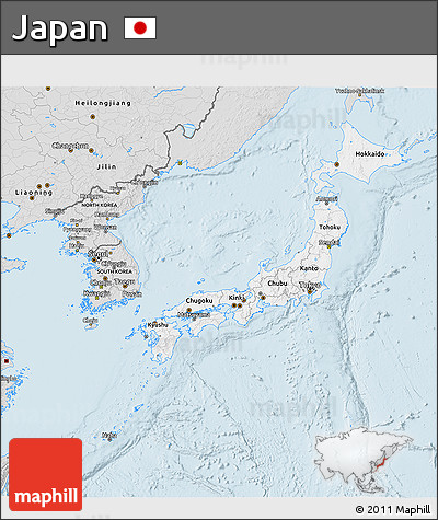 Silver Style 3D Map of Japan