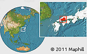 Satellite Location Map of Hiroshima, highlighted country
