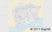 Classic Style 3D Map of Okajama, single color outside