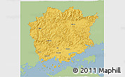 Savanna Style 3D Map of Okajama, single color outside