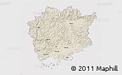 Shaded Relief 3D Map of Okajama, cropped outside