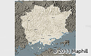 Shaded Relief 3D Map of Okajama, darken