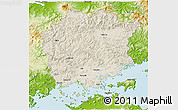 Shaded Relief 3D Map of Okajama, physical outside
