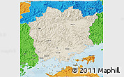 Shaded Relief 3D Map of Okajama, political outside