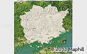 Shaded Relief 3D Map of Okajama, satellite outside
