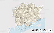 Shaded Relief 3D Map of Okajama, single color outside