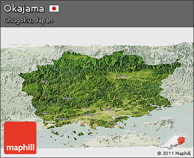Satellite Panoramic Map of Okajama, lighten