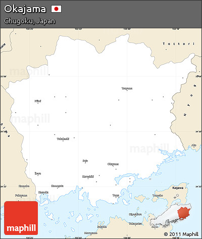 Classic Style Simple Map of Okajama